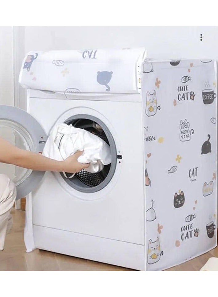 KITCHENOO Waterproof Washing Machine Cover with 3-Sided Protection, Soft Fabric Dust Cover for Top Load and Front Load Washers, Appliance Protector for Laundry Room - Image 1